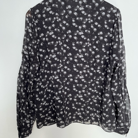 Michael Kors bow neck Floral Black Blouse size large - Picture 5 of 5